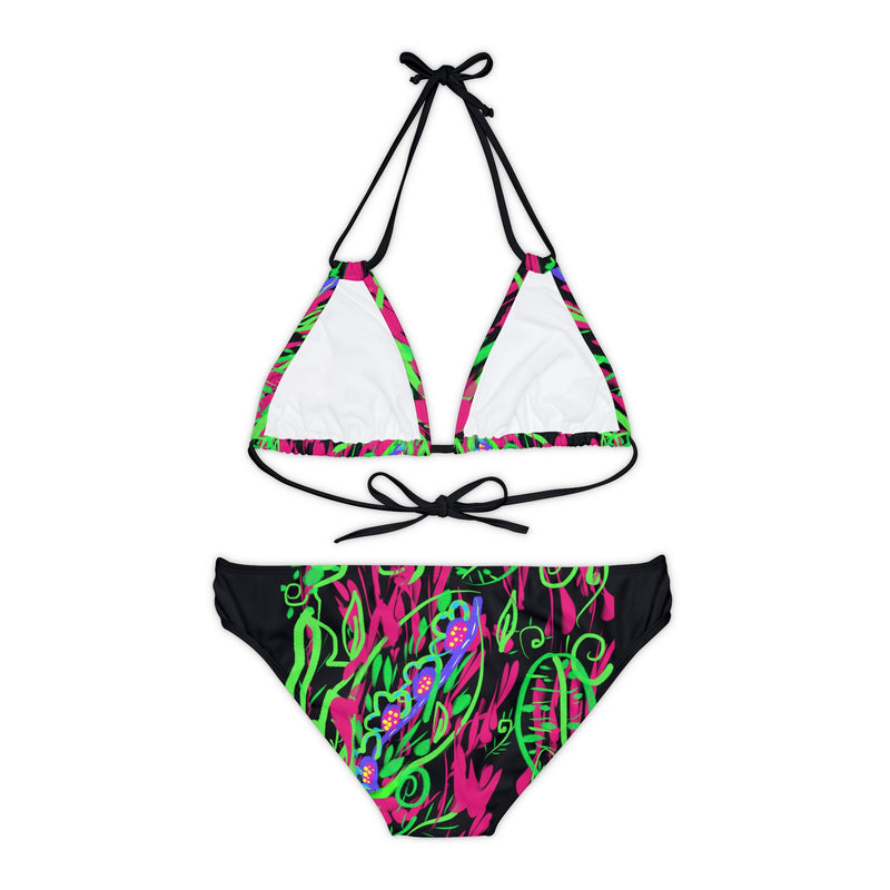 Leafs Neon Strappy Bikini Set (AOP)