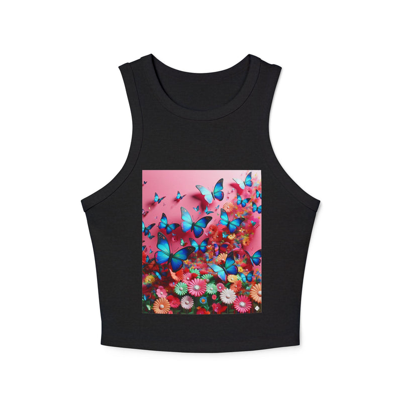 Butterflies In Pink Women's Micro Rib Racer Tank Top