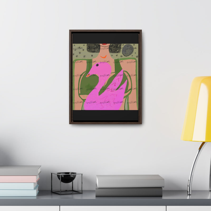 Lady & Flamingo Vertical Frame