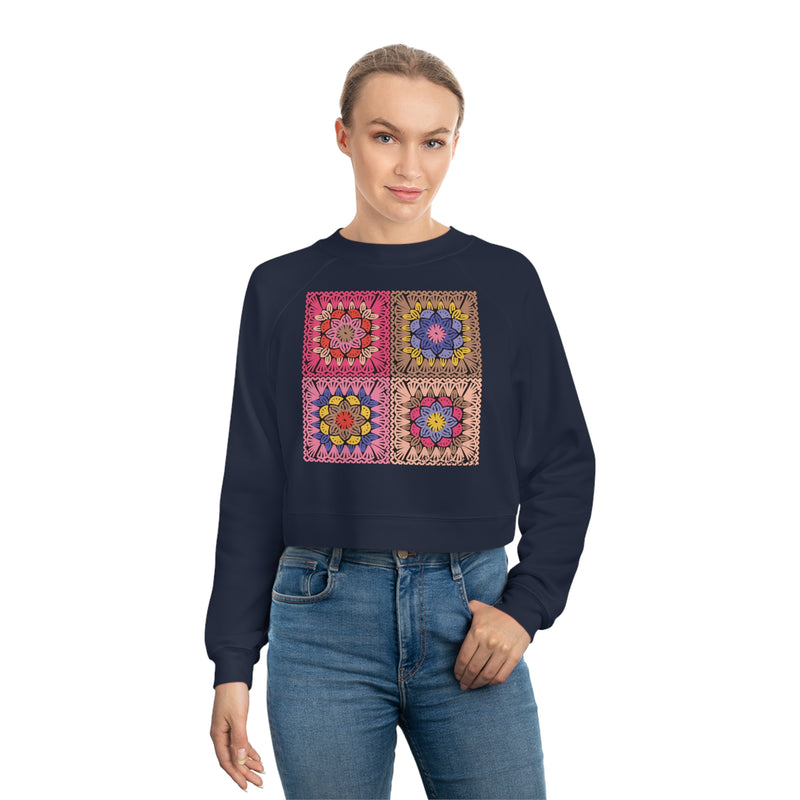 Embroidery Women's Cropped Fleece Pullover