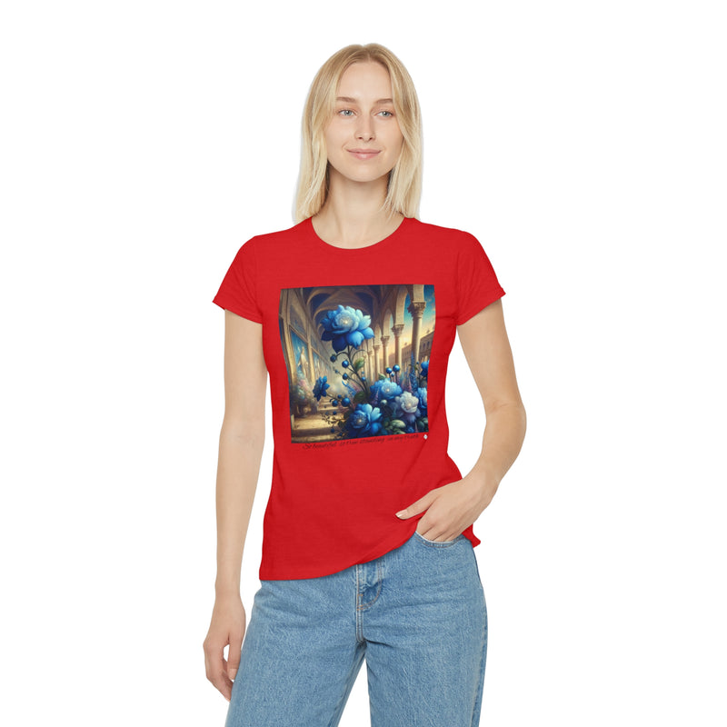 Women's Iconic T-Shirt - Sapphire Flowers Renaissance Background Design