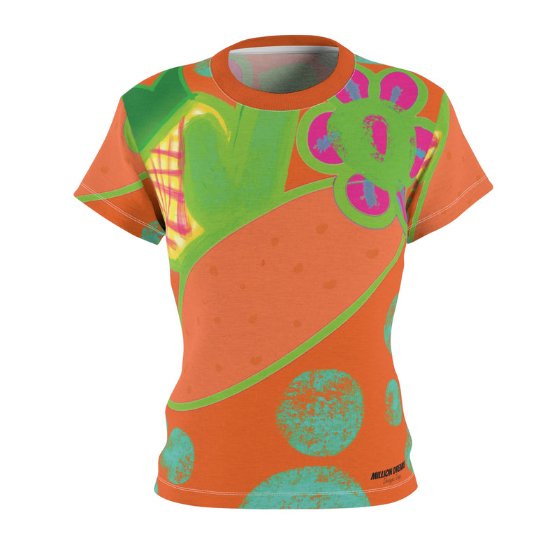 Neon Beach Vibe Women's Cut & Sew Tee (AOP)