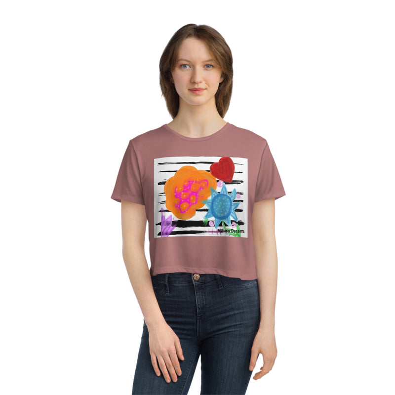 Paint Garden2 Women's Flowy Cropped Tee