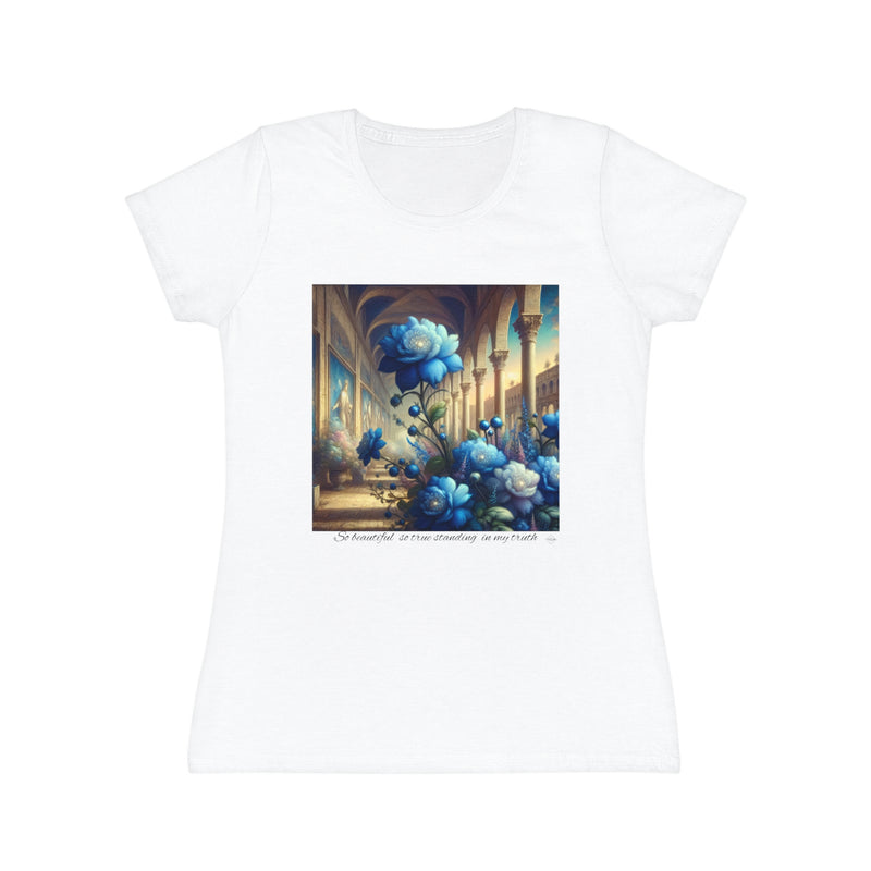 Women's Iconic T-Shirt - Sapphire Flowers Renaissance Background Design