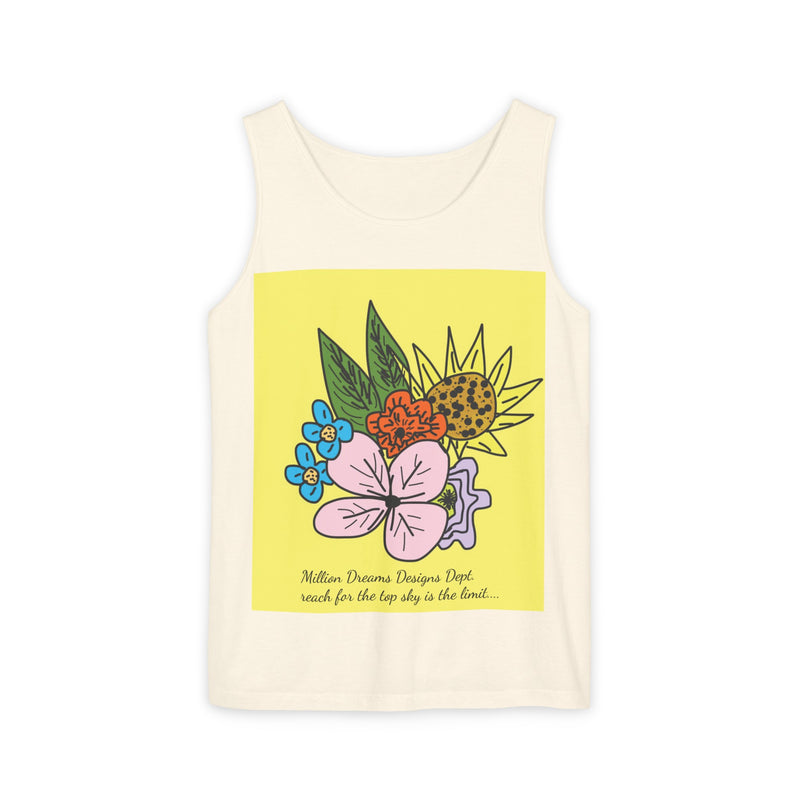 Yellow Flora Unisex Garment-Dyed Tank Top