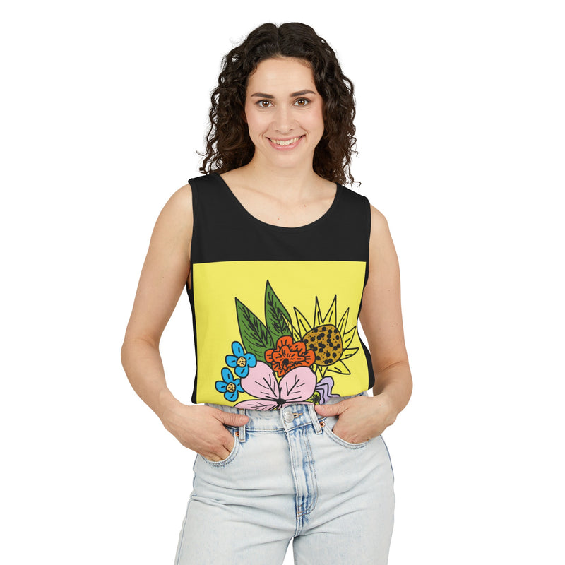 Yellow Flora Unisex Garment-Dyed Tank Top