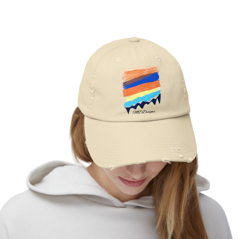 Color Sketch Lines Unisex Distressed Cap