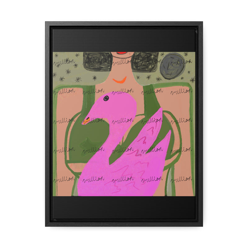 Lady & Flamingo Vertical Frame