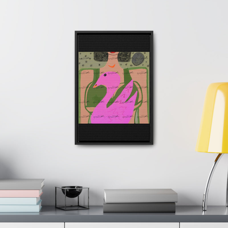 Lady & Flamingo Vertical Frame