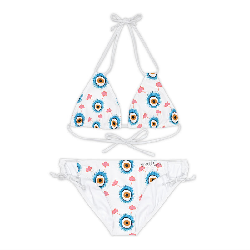 Eye Ball Strappy Bikini Set (AOP)