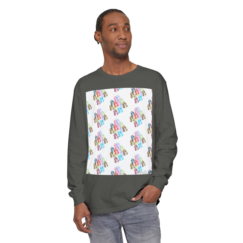 Diff Color Leafs Unisex Garment-dyed Long Sleeve T-Shirt