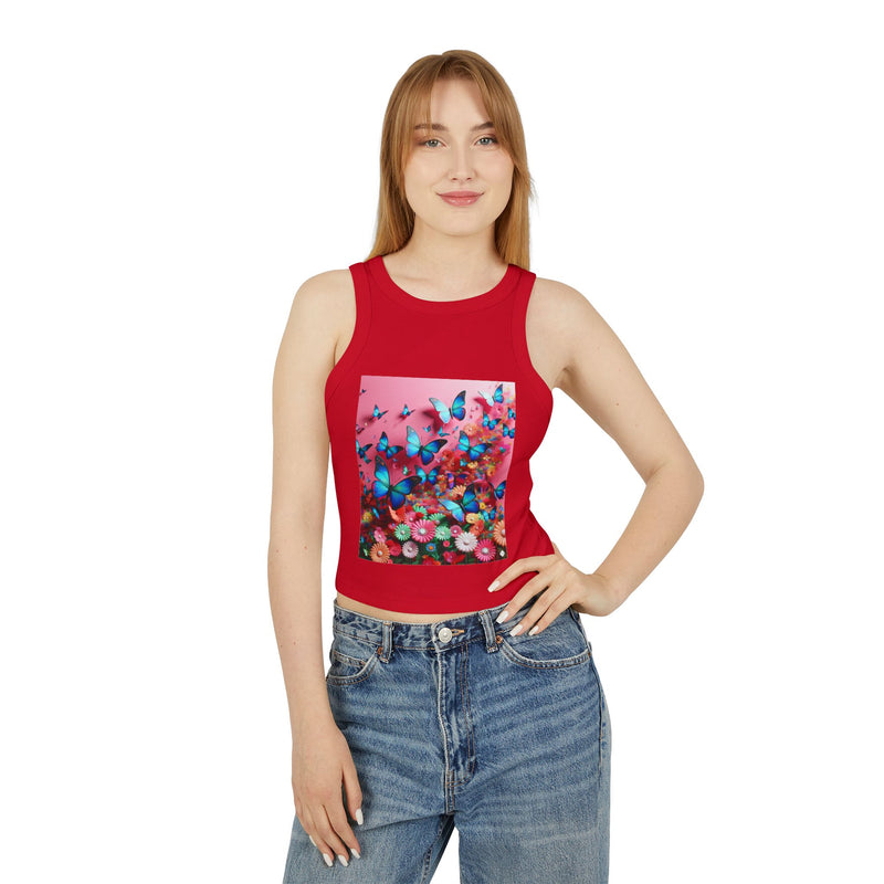 Butterflies In Pink Women's Micro Rib Racer Tank Top