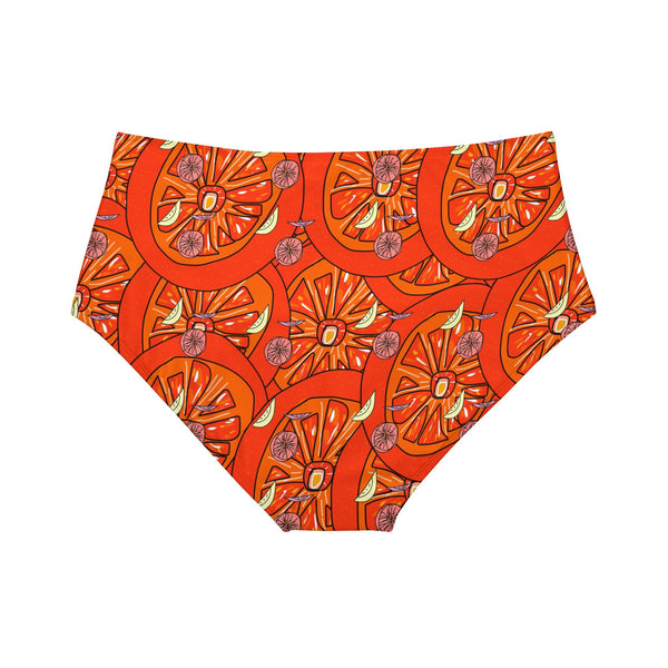 Tangie Orange 2.0 High-Waist Hipster Bikini Bottom (AOP)