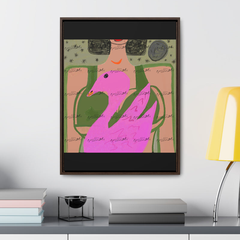 Lady & Flamingo Vertical Frame