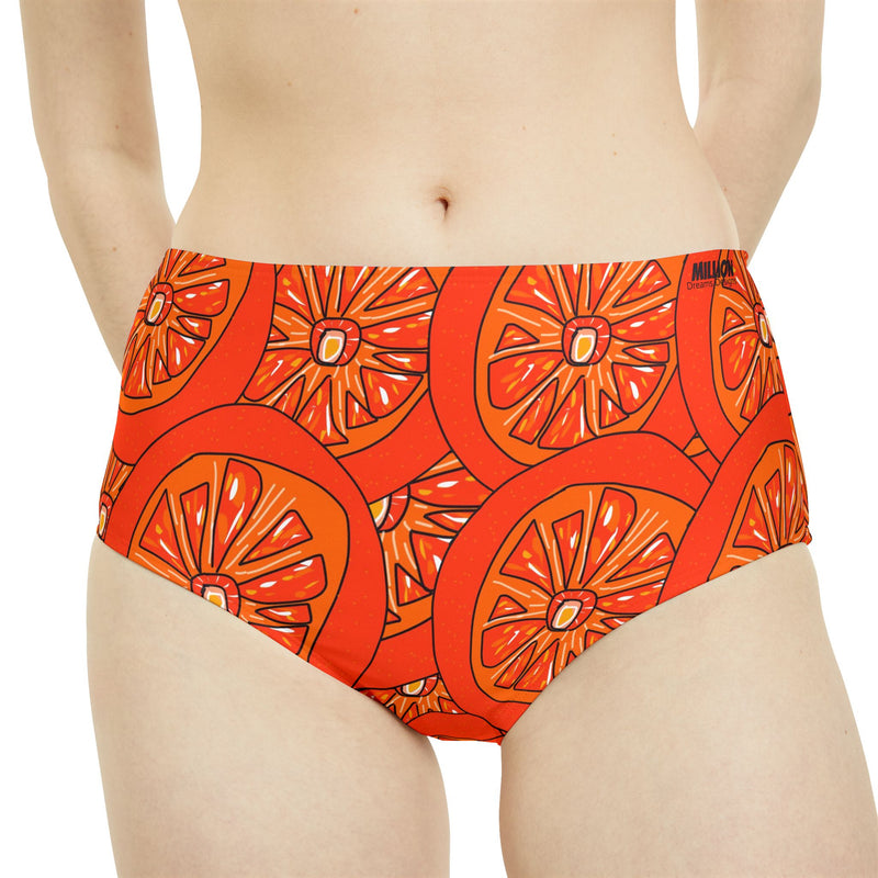 Tangie Orange High-Waist Hipster Bikini Bottom (AOP)