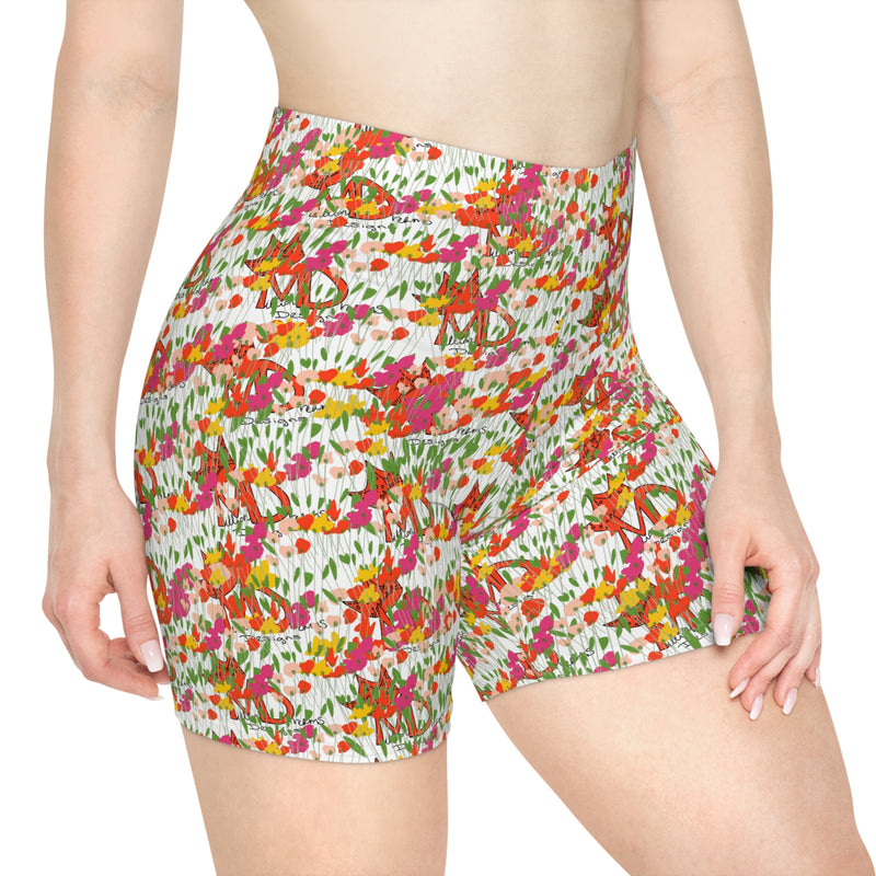 Freestyle Flowers & MDD Logo Women's Biker Shorts (AOP)