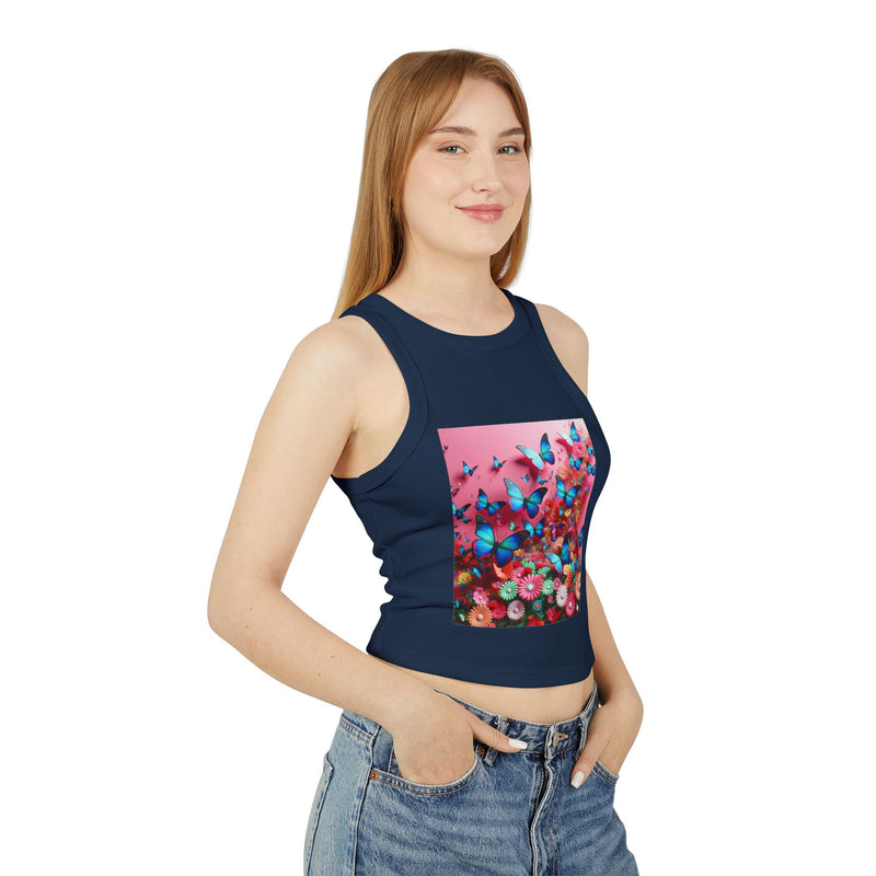 Butterflies In Pink Women's Micro Rib Racer Tank Top