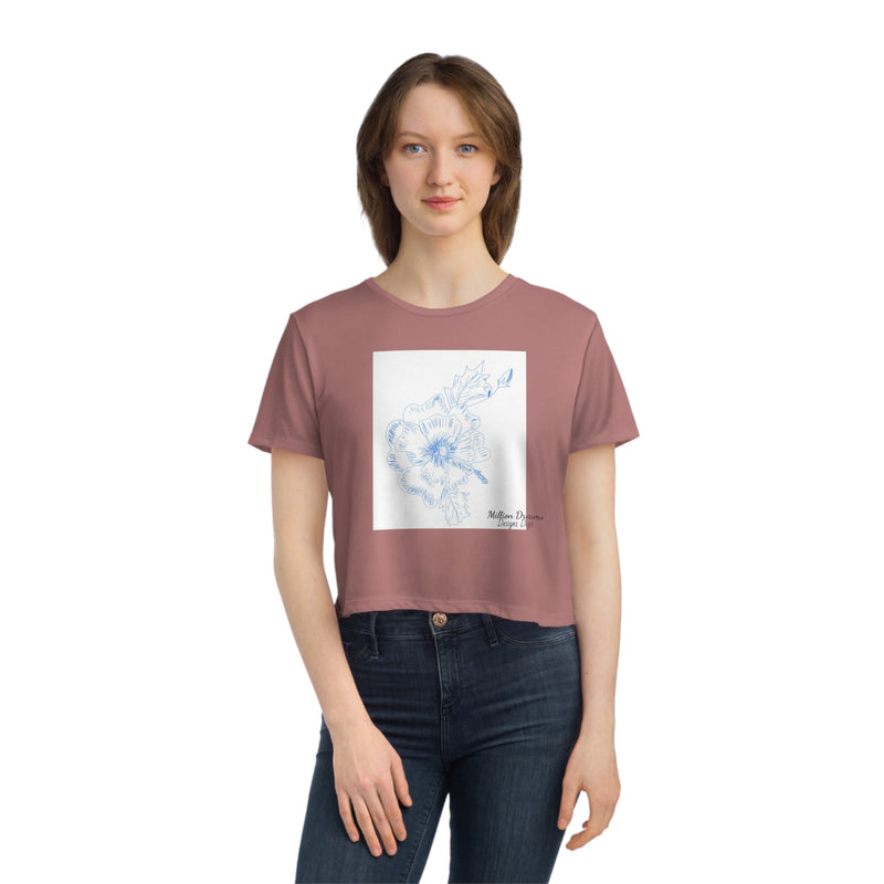 Sketch Flower Women's Flowy Cropped Tee