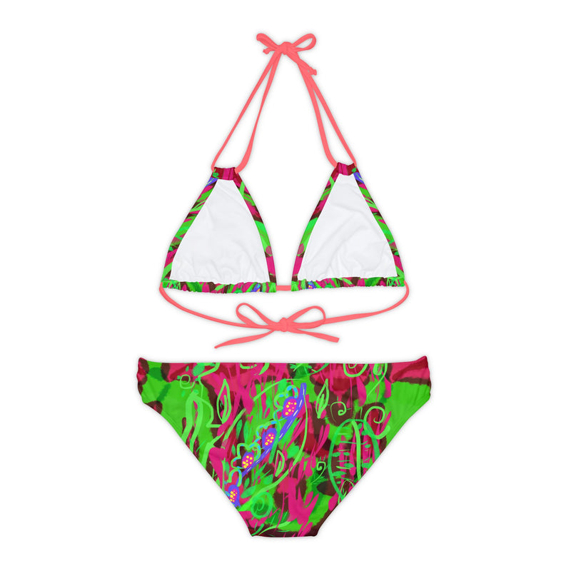 Leafs Neon & Tye Dye Strappy Bikini Set (AOP)