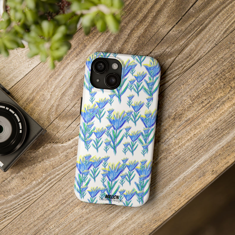 Blue Flower AOP Tough Phone Case