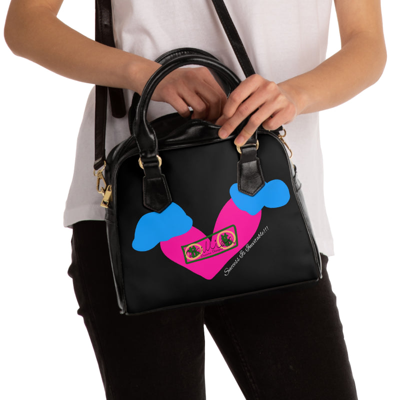 Success Is Inevitable Heart Graphic Shoulder Handbag