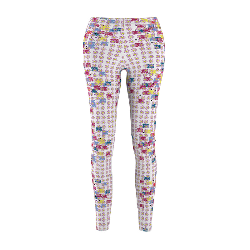 Dots Variety & Petals Women's Cut & Sew Casual Leggings (AOP)