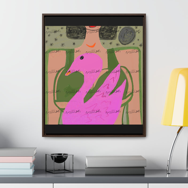 Lady & Flamingo Vertical Frame