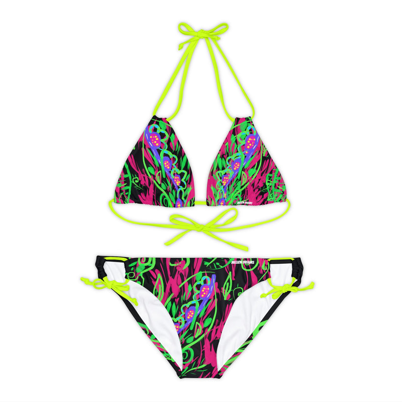 Leafs Neon Strappy Bikini Set (AOP)