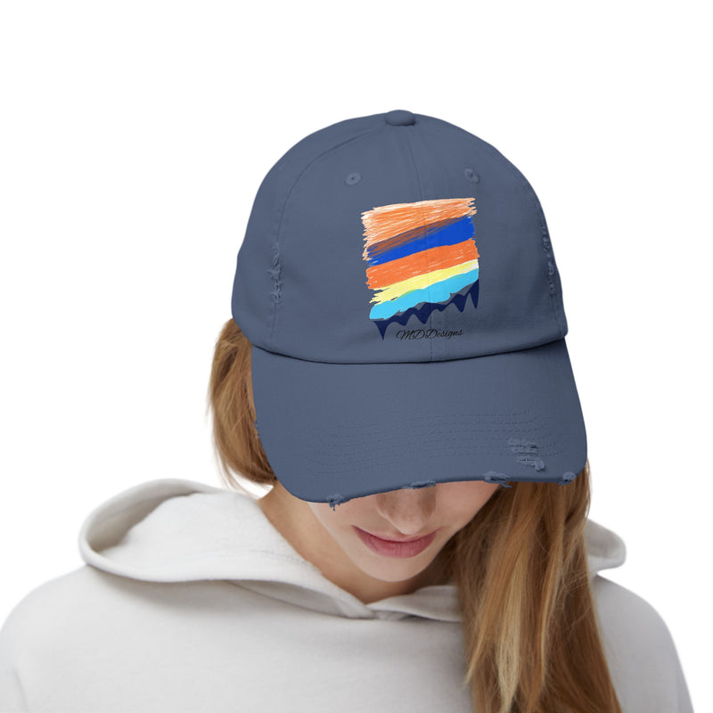 Color Sketch Lines Unisex Distressed Cap