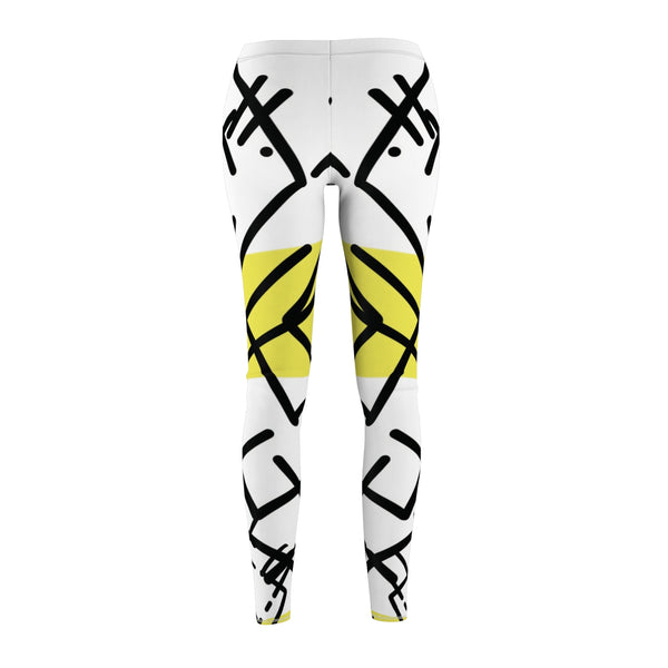 Black & Yellow Women's Cut & Sew Casual Leggings (AOP)