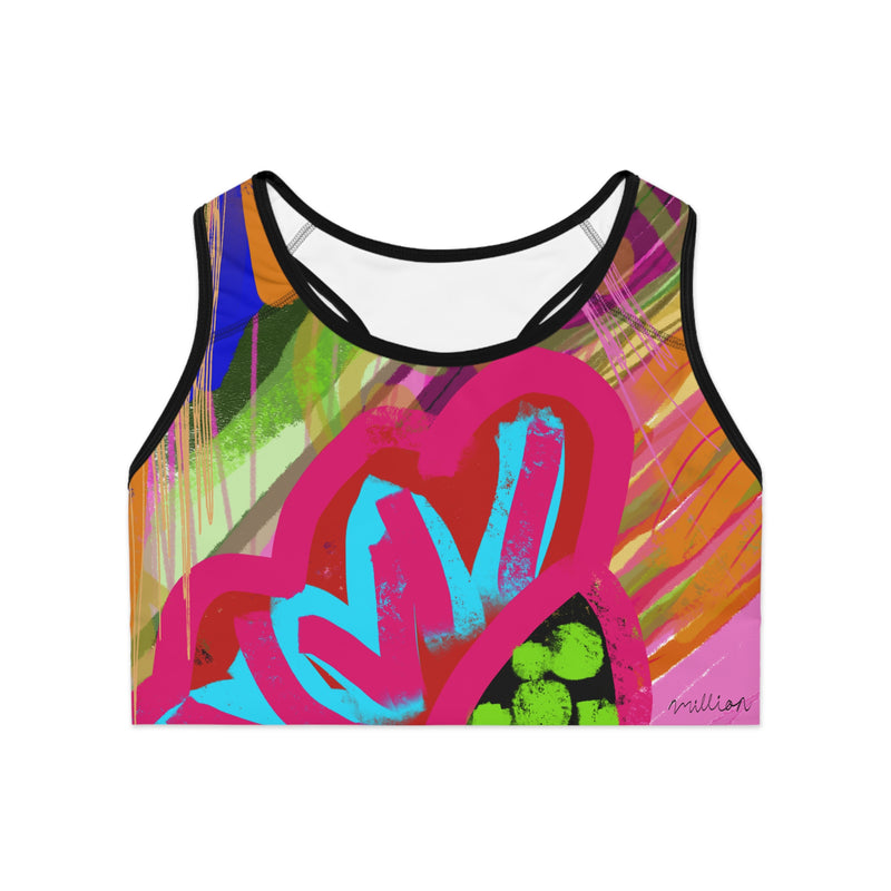 Abstract Frenzy Print Sports Bra (AOP)