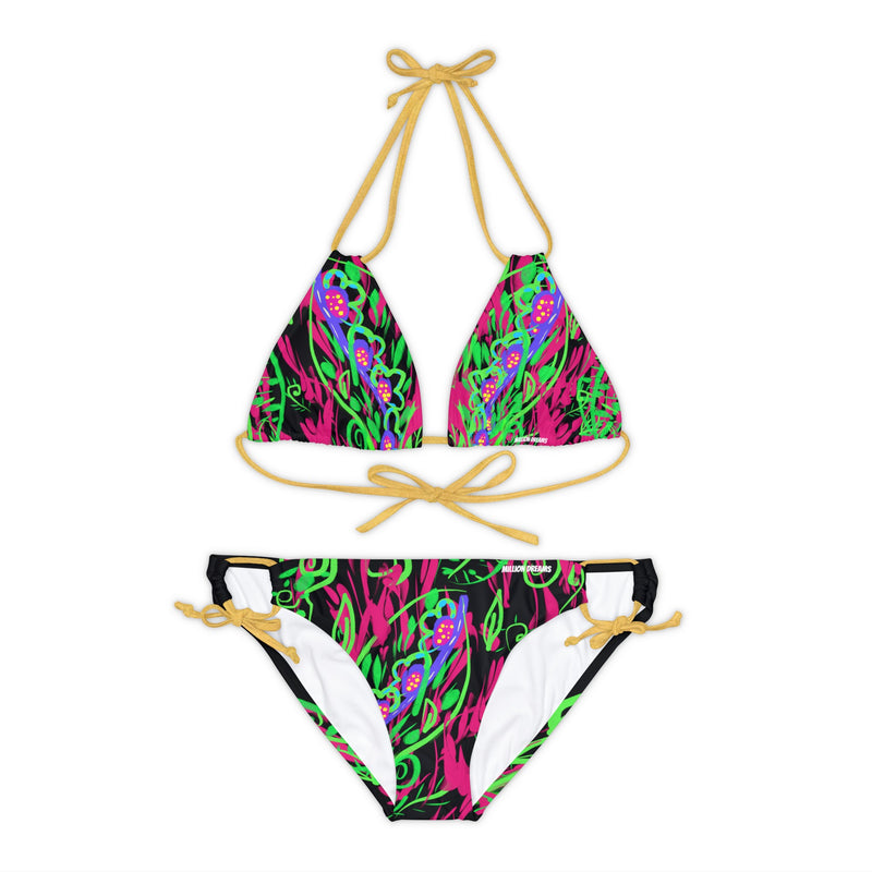 Leafs Neon Strappy Bikini Set (AOP)