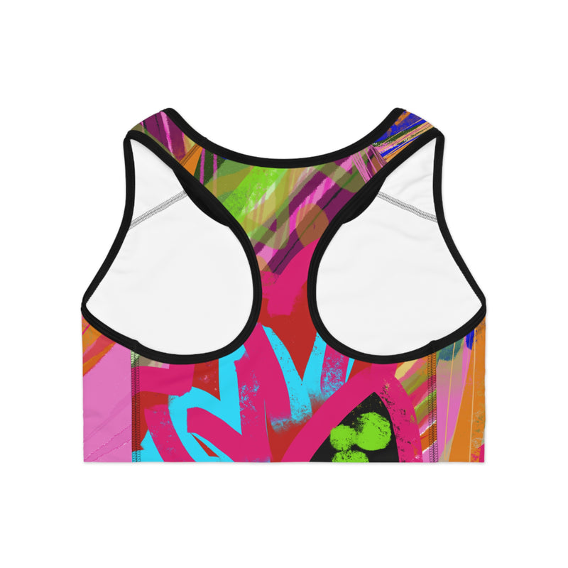 Abstract Frenzy Print Sports Bra (AOP)