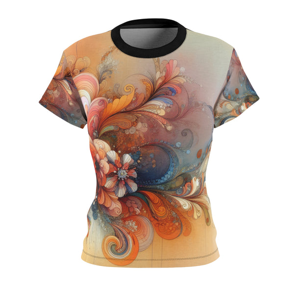 orange Pastel Print Women's Cut & Sew Tee (AOP)