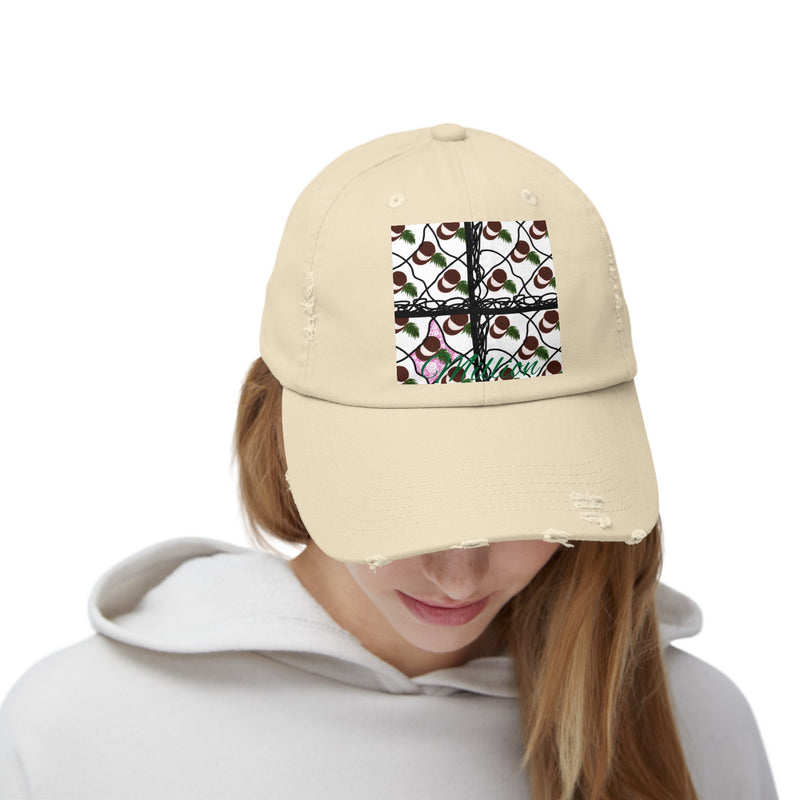 Coconut Pattern Unisex Distressed Cap