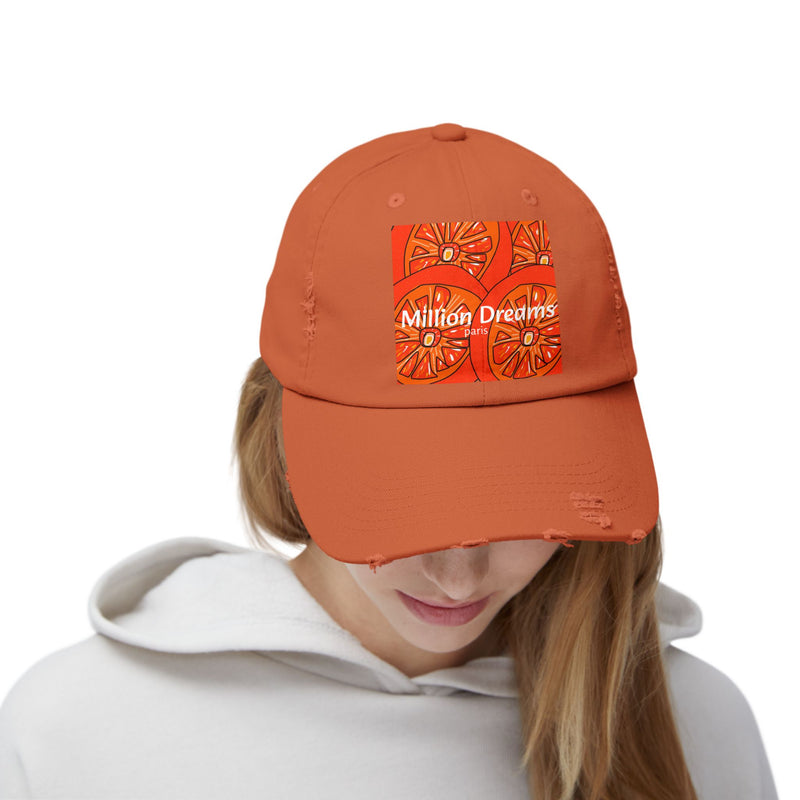 Tangie Orange Unisex Distressed Cap