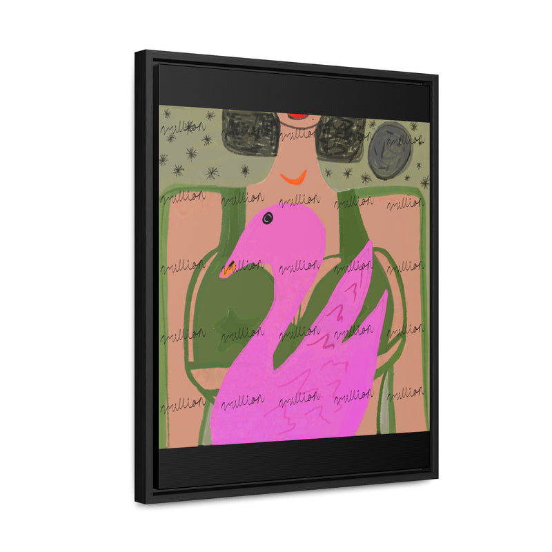 Lady & Flamingo Vertical Frame