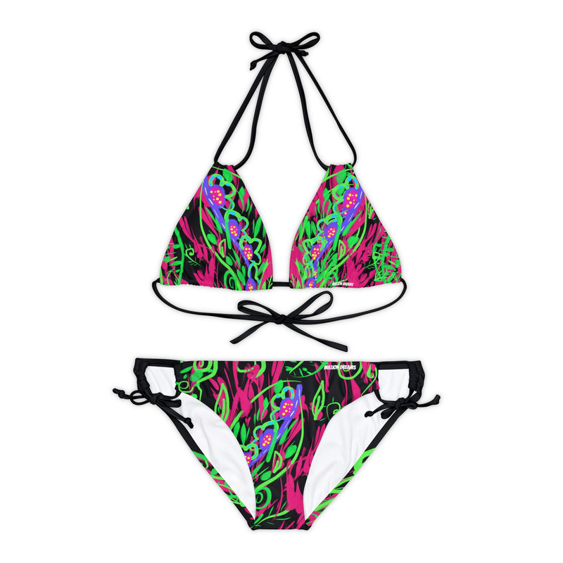 Leafs Neon Strappy Bikini Set (AOP)