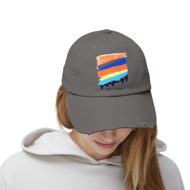 Color Sketch Lines Unisex Distressed Cap