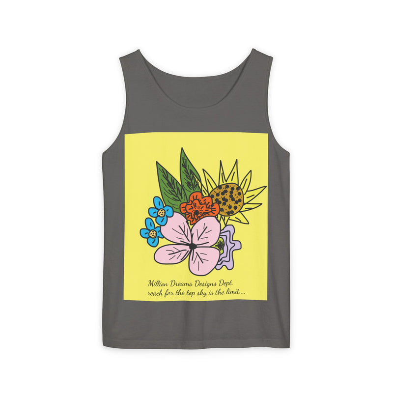 Yellow Flora Unisex Garment-Dyed Tank Top