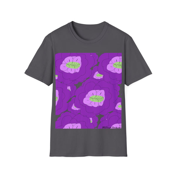 Purple Zoom Flowers Unisex Softstyle T-Shirt