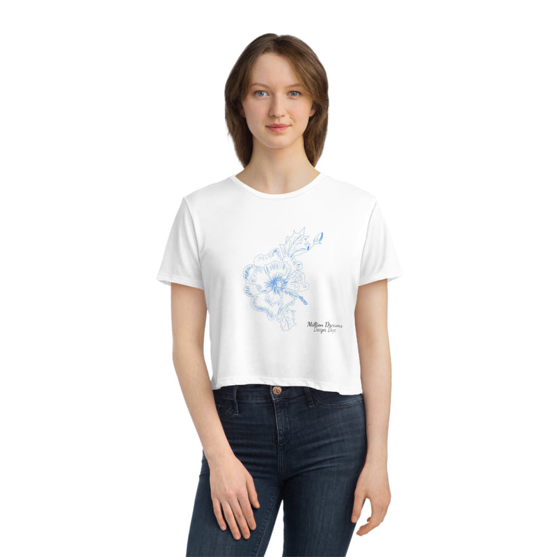 Sketch Flower Women's Flowy Cropped Tee