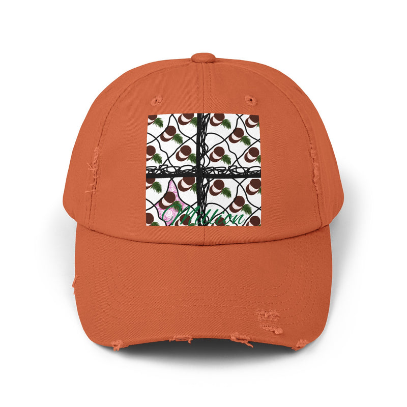 Coconut Pattern Unisex Distressed Cap