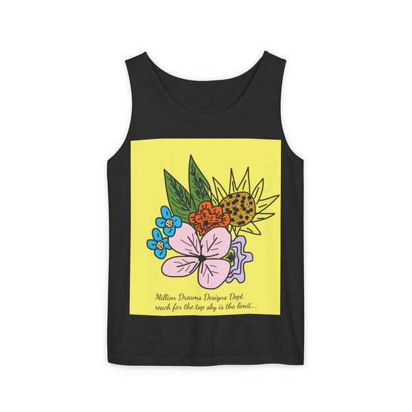 Yellow Flora Unisex Garment-Dyed Tank Top