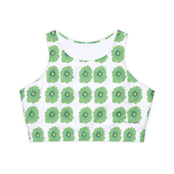 Flower Bloom Green  Bold Fully Lined, Padded Sports Bra (AOP)