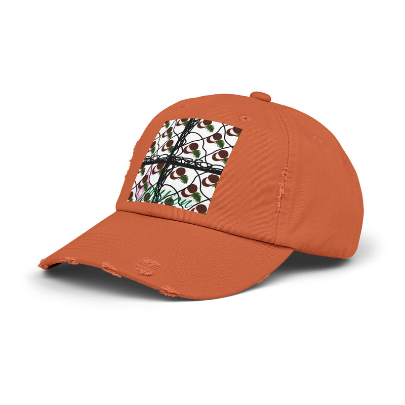 Coconut Pattern Unisex Distressed Cap