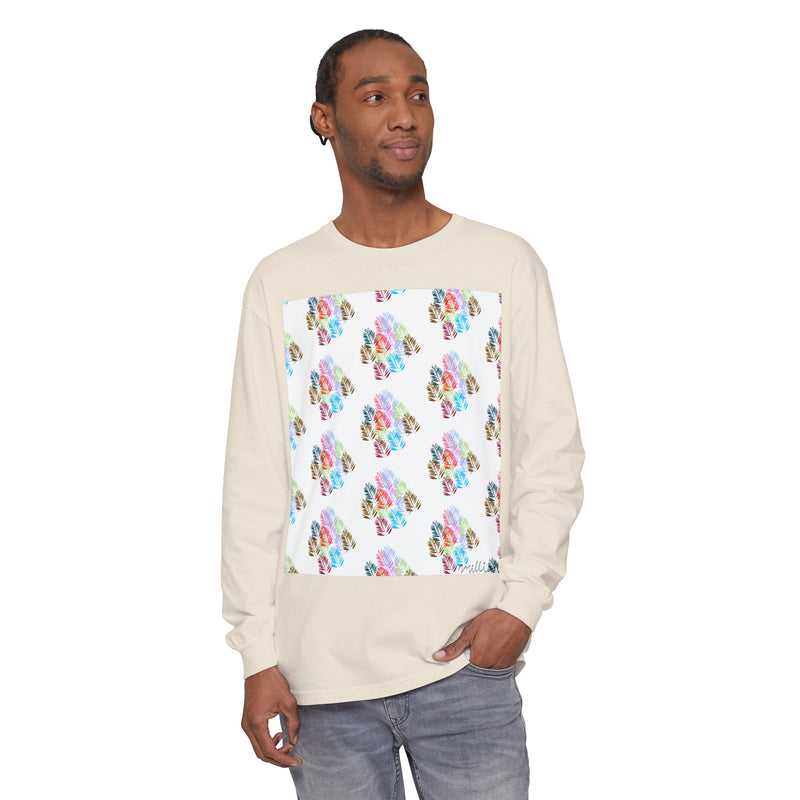 Diff Color Leafs Unisex Garment-dyed Long Sleeve T-Shirt