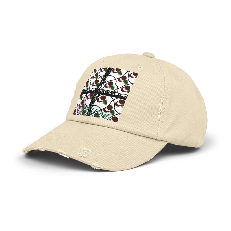 Coconut Pattern Unisex Distressed Cap