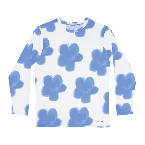 Blue Fowers Art Men's Long Sleeve Shirt (AOP)