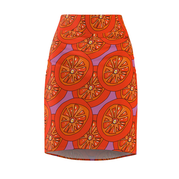 Bold Tangie Orange 2.0Women's Pencil Skirt (AOP)